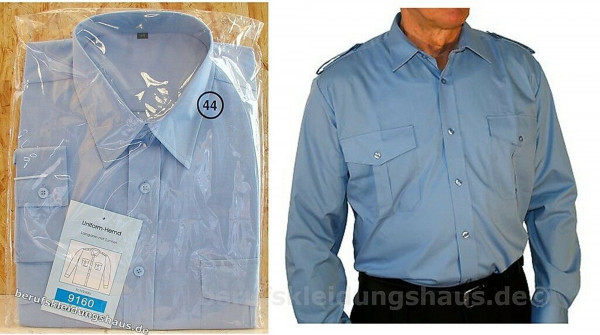Feuerwehrhemd Diensthemd Hemd hellblau Langarm mit Tunnel und Adapter
